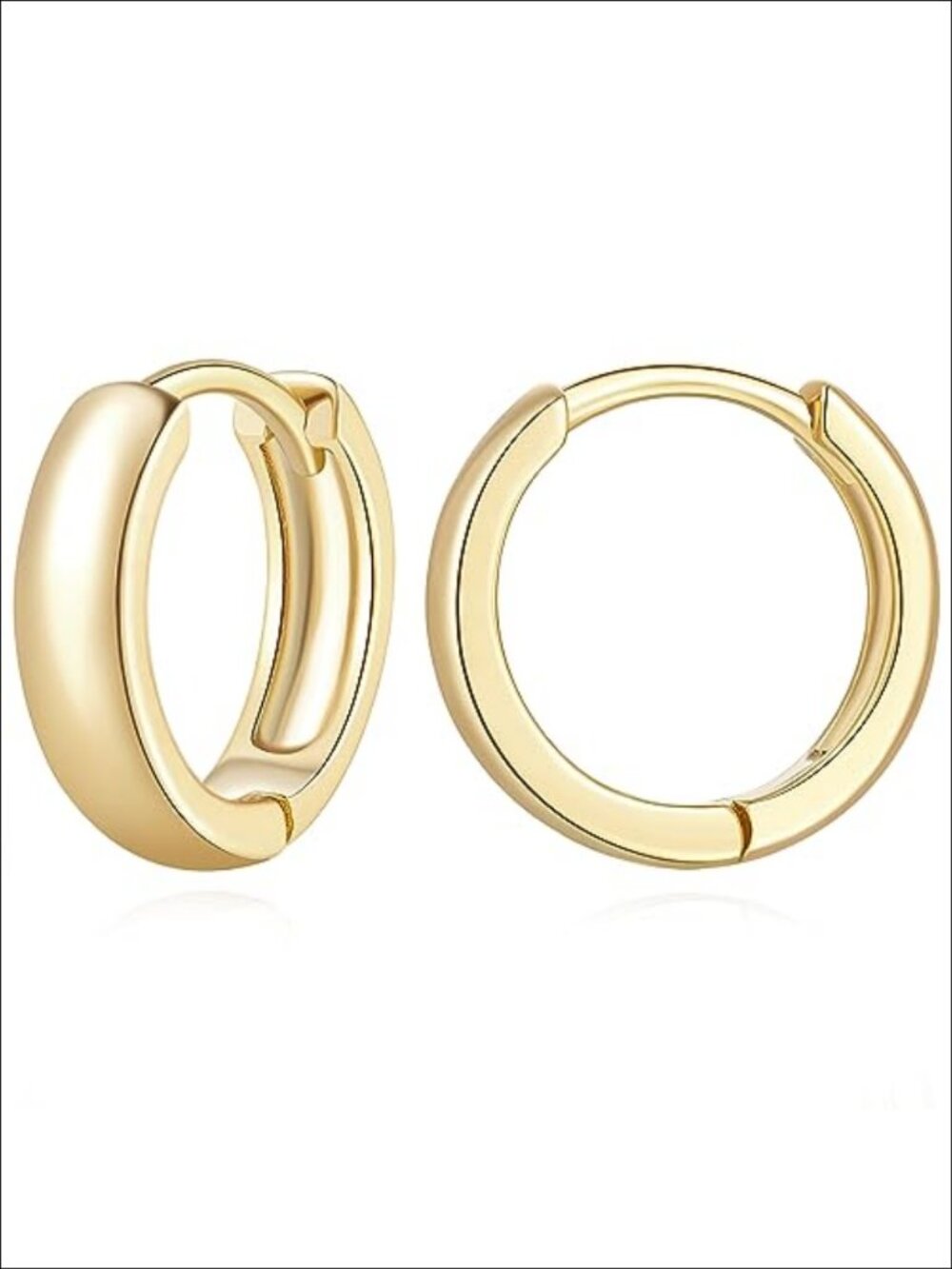 14K Gold Plated Hoop Earrings Lever Back Hypoallergenic Minimalist